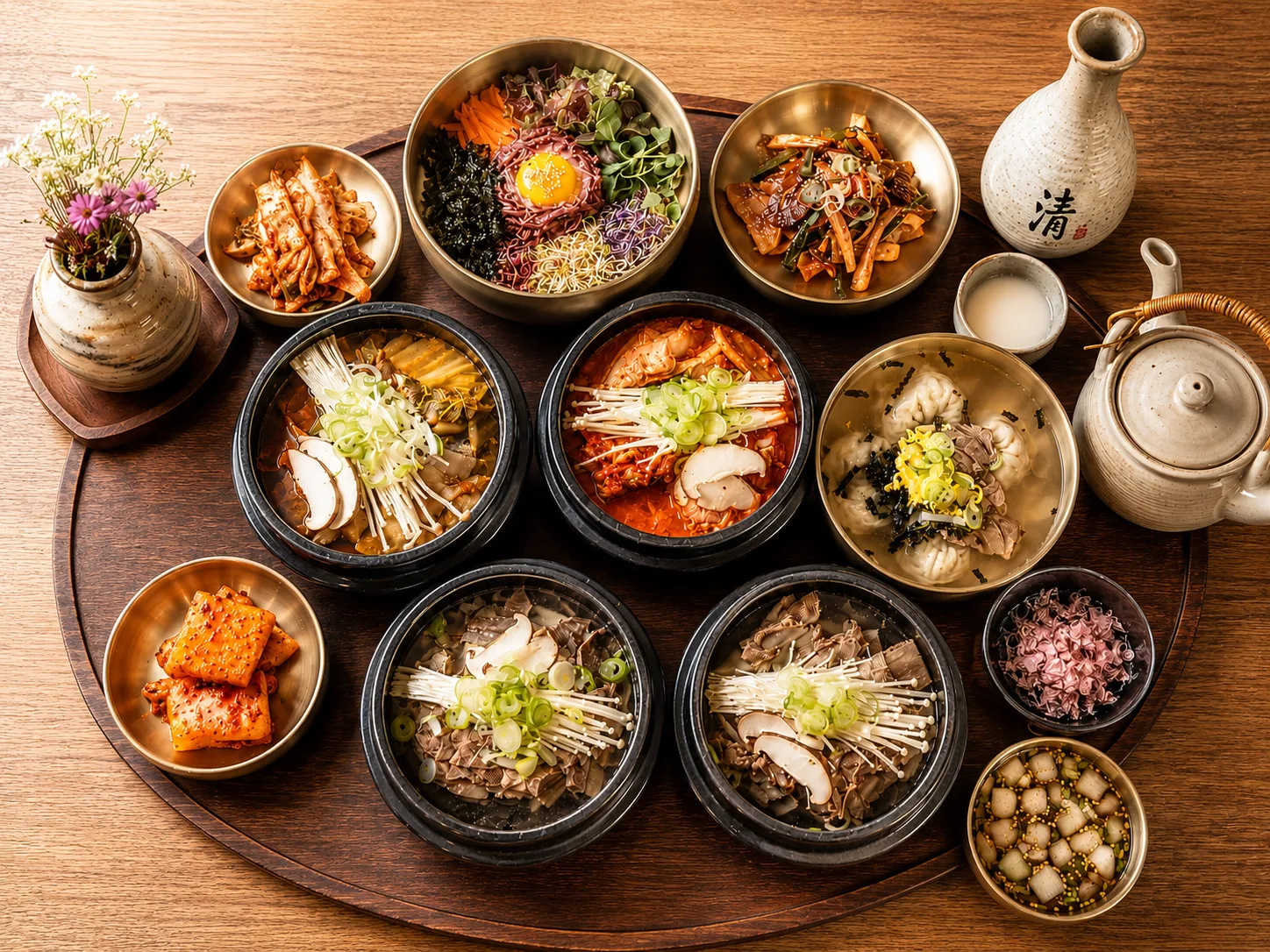 갈비탕과 곰탕, 비빔밥이 어우러진 나루담의 한 상